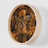Rustikale Halloween-Vogelscheuche-Wanduhr Uhr (Winkel)