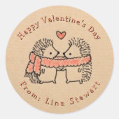 Rustikale Hand gezeichnet zwei Igel in Liebe Aufkl Runder Aufkleber (Vorderseite)