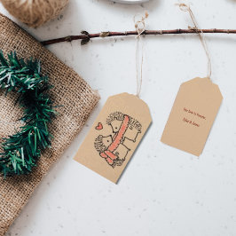 Rustikale Hand gezeichnet Zwei Igel in Liebe Gesch Geschenkanhänger