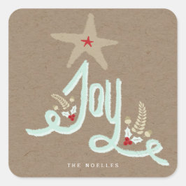 Rustikale Hand Letter Joy Kraft Holiday Sticker