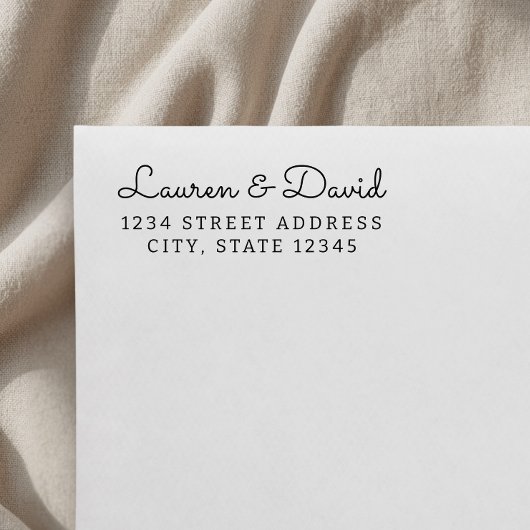 Rustikale Hand Script Couple Names Wedding Address Permastempel