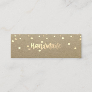 Rustikale Handarbeit, Goldene Konfetti, Handgefert Mini Visitenkarte