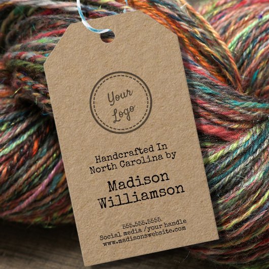 Rustikale Handarbeit in Ihrem Staat Logo hinzufüge Geschenkanhänger