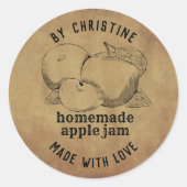 Rustikale Handarbeit mit Liebe-Apfelstempel Runder Aufkleber (Vorderseite)