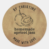 Rustikale Handarbeit mit Liebe-Aprikosen-Marmelade Runder Aufkleber (Vorderseite)