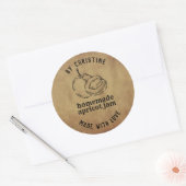 Rustikale Handarbeit mit Liebe-Aprikosen-Marmelade Runder Aufkleber (Umschlag)