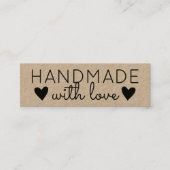 Rustikale Handarbeit mit Liebe Black Hearts Kraft  Mini Visitenkarte (Vorderseite)
