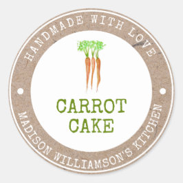 Rustikale Handarbeit mit Liebe | Carrot Cake Label Runder Aufkleber
