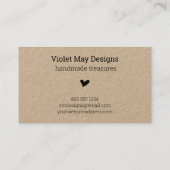 Rustikale Handarbeit mit Liebe Heart Kraft Visitenkarte (Rückseite)