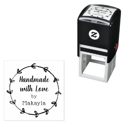 Rustikale Handarbeit mit Liebe Personalisiert Busi Permastempel (Beispiel)