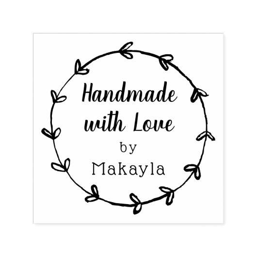 Rustikale Handarbeit mit Liebe Personalisiert Busi Permastempel (Design)
