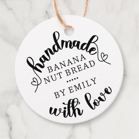 Rustikale Handarbeit mit Liebe Script Heart Kraft Geschenkanhänger (Vorderseite)