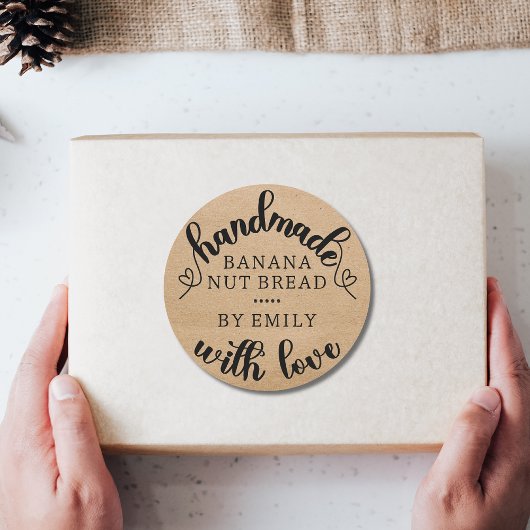 Rustikale Handarbeit mit Liebe Script Heart Kraft Runder Aufkleber