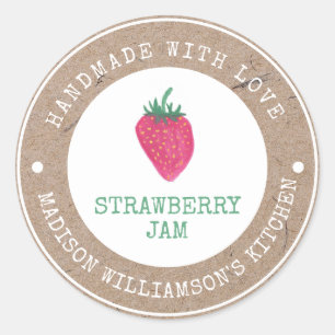 Rustikale Handarbeit mit Liebe Strawberry Jam La Runder Aufkleber