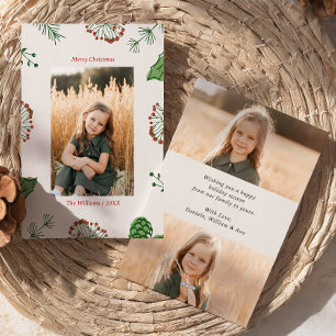 Rustikale HandDrawn Mistletoe Pine Christmas 3 Fot Feiertagskarte