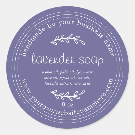 Rustikale, handgefertigte Lavendelseife Korsika Bl Runder Aufkleber (Vorderseite)
