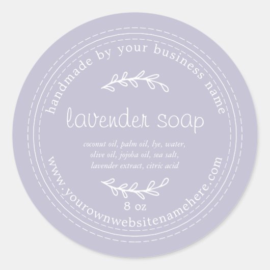 Rustikale, handgefertigte Lavendelseife Lila Runder Aufkleber (Vorderseite)