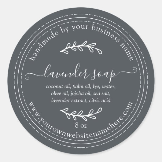 Rustikale, handgefertigte Lavendelseife Off-Black Runder Aufkleber (Vorderseite)