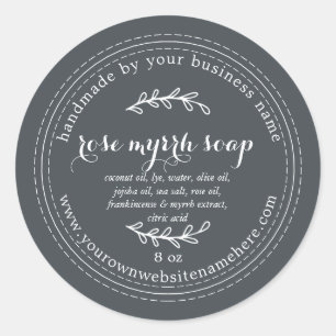 Rustikale handgefertigte Rose Myrrh Soap Off Black Runder Aufkleber