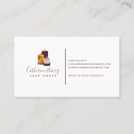 Rustikale handgefertigte Terra Cotta Candles Welln Visitenkarte (Rückseite)