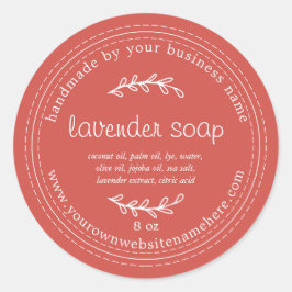 Rustikale handgemachte Lavendelseife Herbst Rot Runder Aufkleber