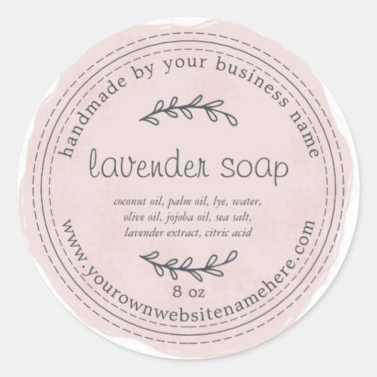 Rustikale, handgemachte Lavendelseife Lila Runder Aufkleber (Vorderseite)