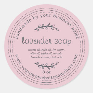 Rustikale, handgemachte Lavendelseife Parfait Pink Runder Aufkleber