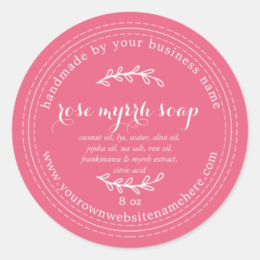 Rustikale handgemachte Rose Myrrh Soap Camellia Ro Runder Aufkleber (Vorderseite)
