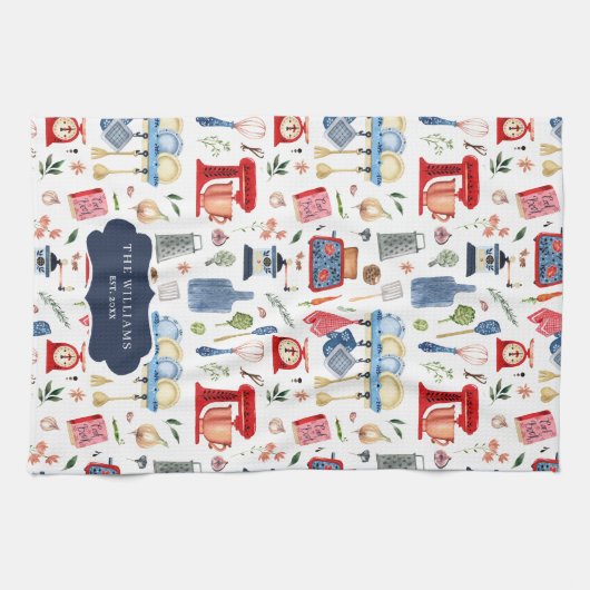 Rustikale handgemalte Kitchen Monogram Tea Geschirrtuch (Horizontal)