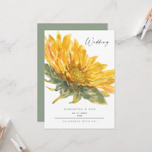 Rustikale handgemalte Sonnenblumen-Salbei-Hochzeit Einladung