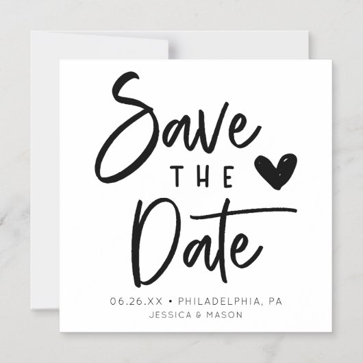 Rustikale handgeschriebene Hochzeiten speichern da Magneteinladung (Vorderseite)