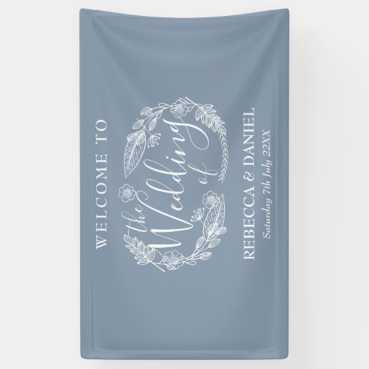 Rustikale handgezeichnet Blumengarten-Hochzeit Banner (Vertikal)
