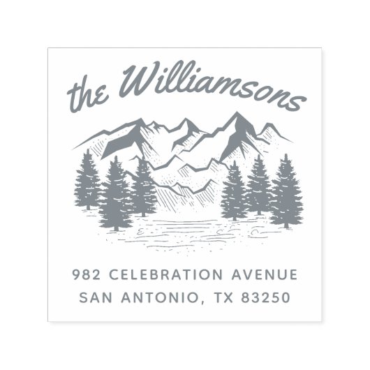 Rustikale, handgezeichnet Rücksendeadresse Berg- u Permastempel (Design)