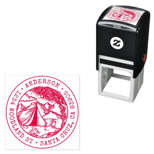 Rustikale handgezeichnet Zelt-Rücksendeadresse Permastempel (Beispiel)