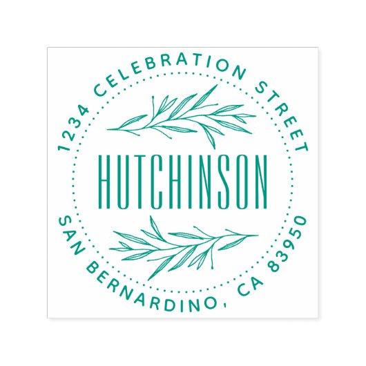 Rustikale, handgezeichnet Zweige Runde Rücksendead Permastempel (Design)