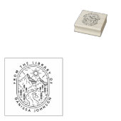 Rustikale handgezeichnete Berge Wanderer Ex Libris Gummistempel (Stempel)