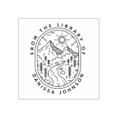 Rustikale handgezeichnete Berge Wanderer Ex Libris Gummistempel (Prägung)