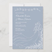 Rustikale, handgezeichnete Couple Dusty Blue Weddi Einladung (Vorderseite)