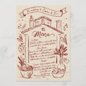 Rustikale handgezeichnete italienische Hochzeitmen Menükarte (Vorderseite)