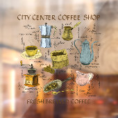 Rustikale handgezeichnete Kaffeeserie Kunst Fensteraufkleber (Blatt 2)