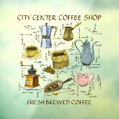 Rustikale handgezeichnete Kaffeeserie Kunst Fensteraufkleber (Blatt 3)