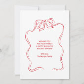 Rustikale, handgezeichnete Red Bow Foto Weihnachts Dankeskarte (Rückseite)