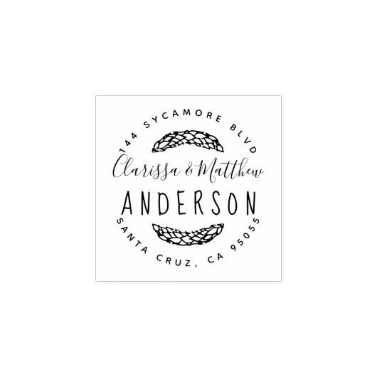 Rustikale, handgezogene Verheiratete Rücksendeadre Gummistempel (Prägung)