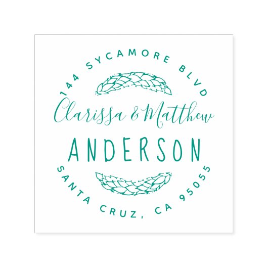 Rustikale, handgezogene Verheiratete Rücksendeadre Permastempel (Design)