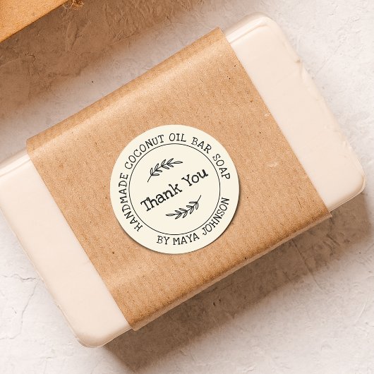 Rustikale Handmade Dankeschön Runder Aufkleber
