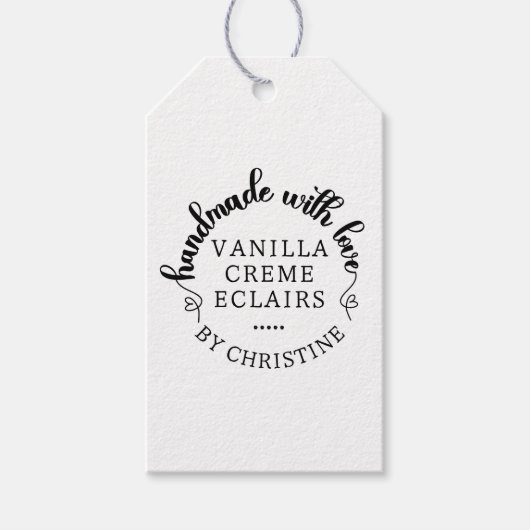 Rustikale Handmade mit Liebe Handgeschriebenes Scr Geschenkanhänger (Vorderseite)