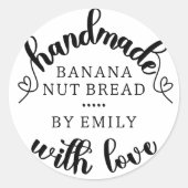 Rustikale Handmade mit Liebe Script Herz Backwaren Runder Aufkleber (Vorderseite)