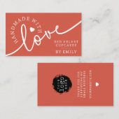 Rustikale Handmade mit Liebe Script Herz Backwaren Visitenkarte (Vorne/Hinten)