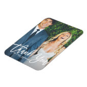 Rustikale Handschrift Foto Hochzeit Danke Magnet (Linke Seite)