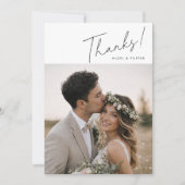 Rustikale Handschrift-Foto-Hochzeit Dankeskarte (Vorderseite)